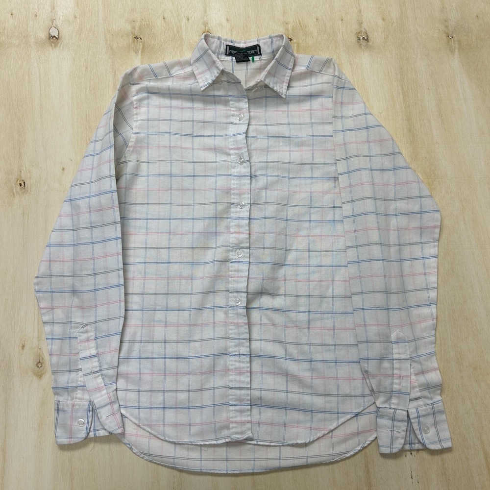 Reed Hunter Shirt Mens Medium White Woven Check Long‎ Sleeve Button Up Casual
